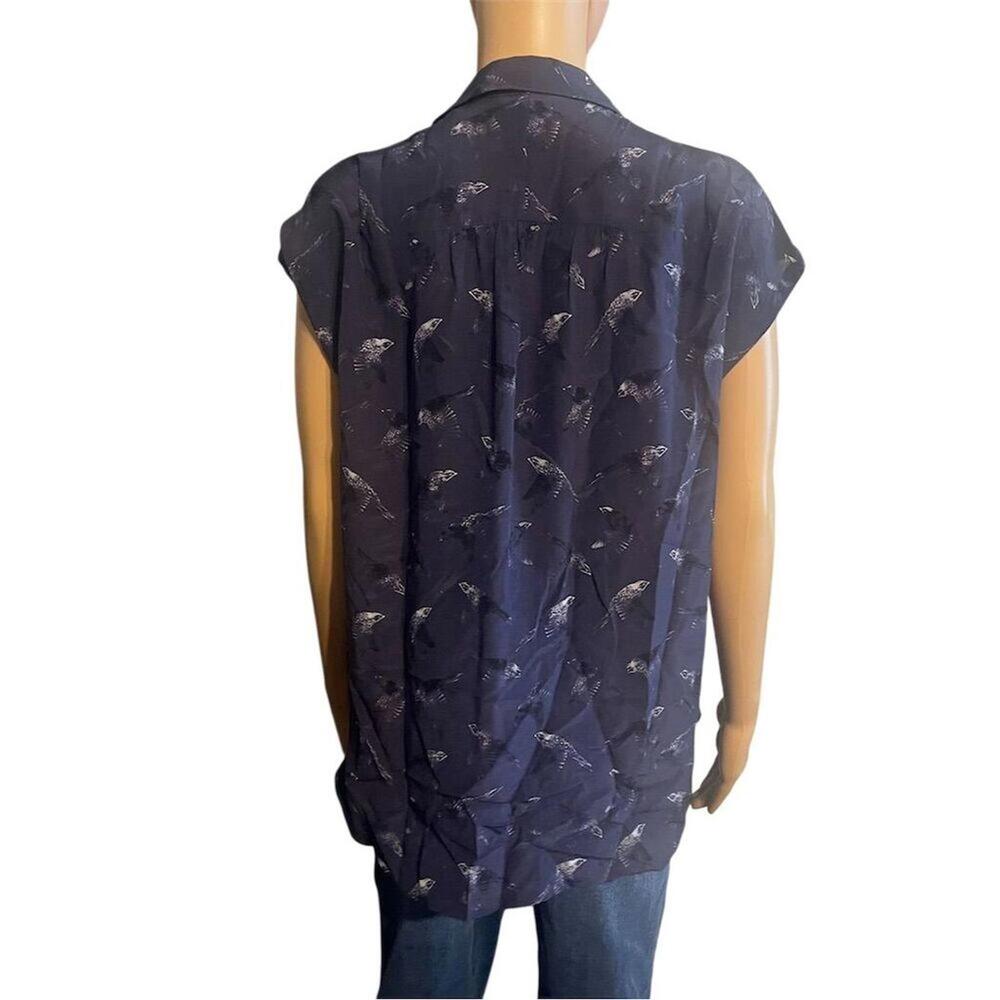 Rebecca Taylor Women's Blue Animal Print Blouse 4 - p2p 21 - Picture 4 of 8